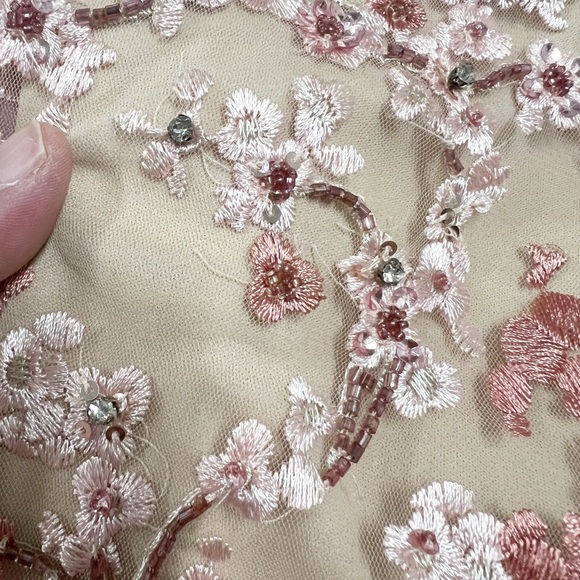 Aidan Mattox Womens Blush Pink Floral Embroidered Beaded Long Gown Size 10 - Picture 12 of 16